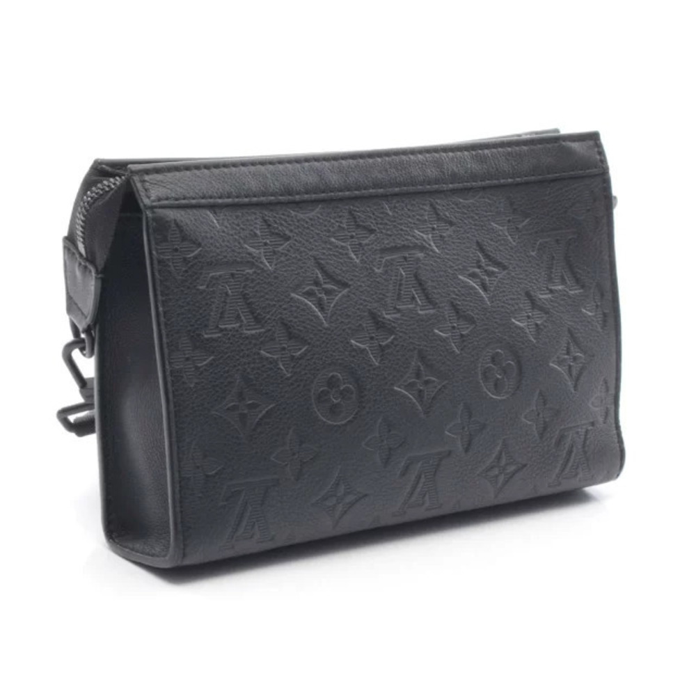 Louis Vuitton Wallet Bag Shadow Monogram Shoulder Black Gaston Wearable Leather